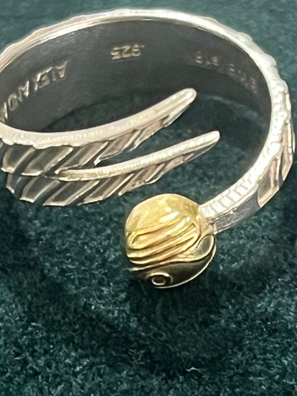 Harry Potter Golden Snitch Wrap Ring 925 Sterling Silver & Gold Plated Size 7 - Picture 6 of 7
